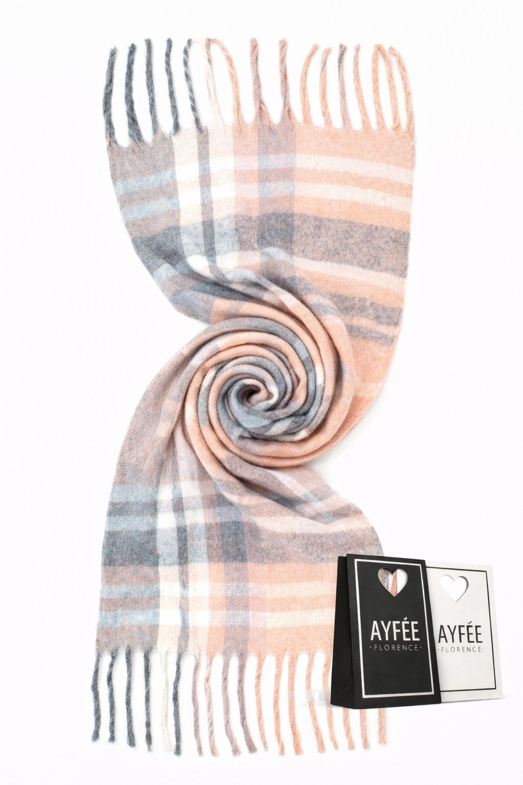 STOLA JACQUARD SCOZZESE 100% VISCOSE MADE IN PRC  - PINK